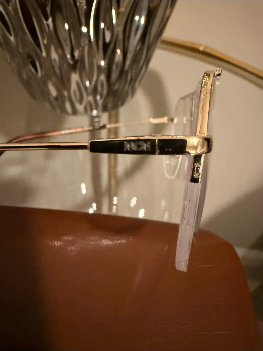 MCM Gold Rim Aviator-Style Reading Glasses with Brown Case
